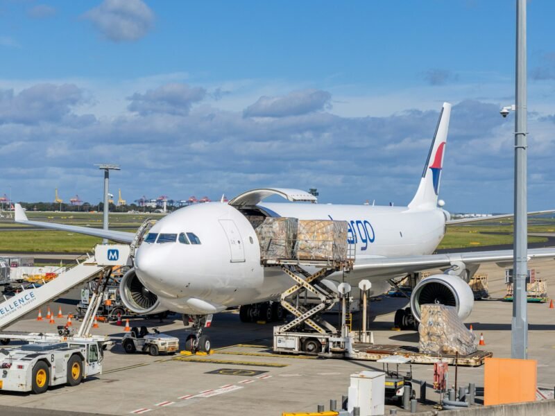Cargo plane being loaded — SALSA exports from Tanzania by air freight